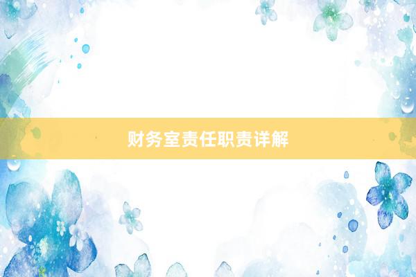 财务室责任职责详解